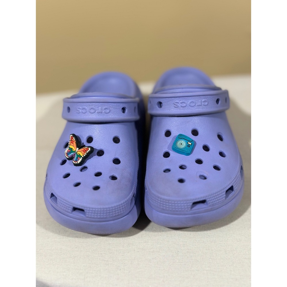 Crocs Kids Classic Cutie Platform Clog Purple Size 13 C Butterfly Jibbitz Shoes